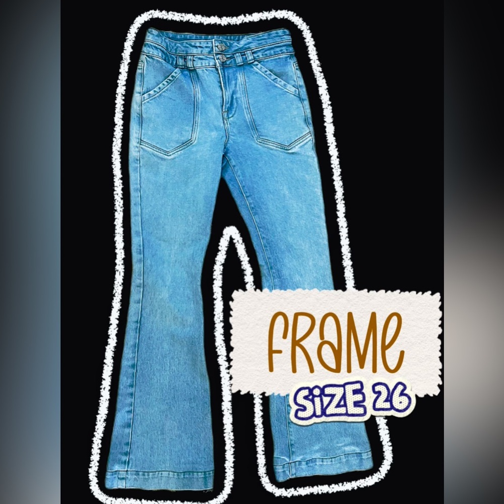 FRAME double button high rise flare jeans